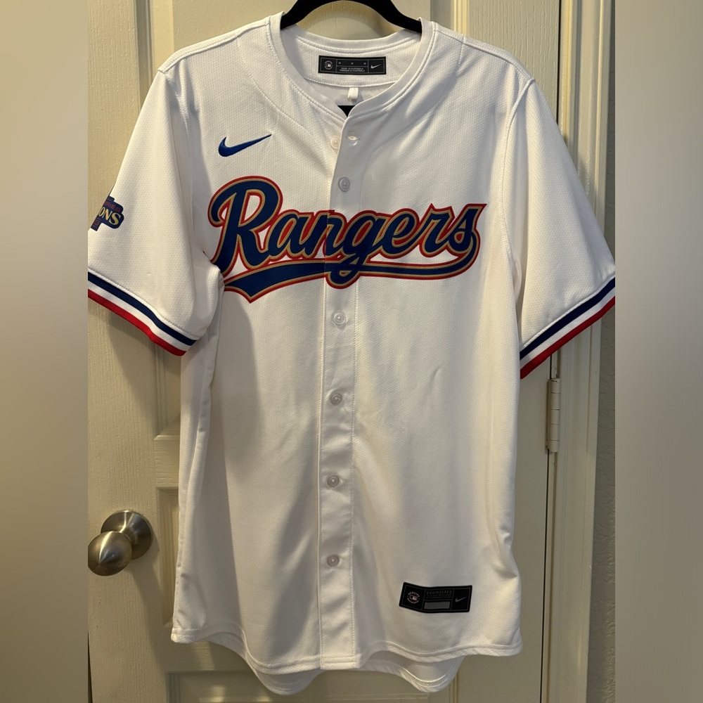 Men’s Texas Rangers Corey Seager Nike White 2024 Gold Collection Limited Jersey